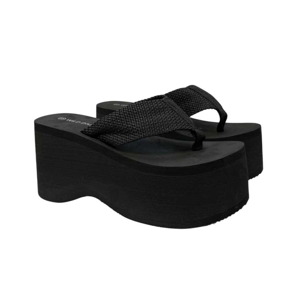 Wild Diva Women's Chunky Black Platform Sandals Felda-01